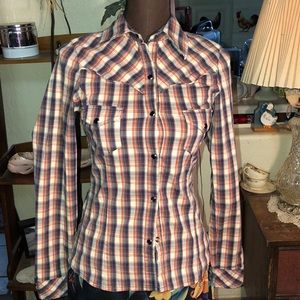 TRF Denim plaid “cowgirl” shirt SZ SM. EUC